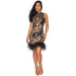 Brittany Black Gold Sequin Feather Dress #Black #Sequin